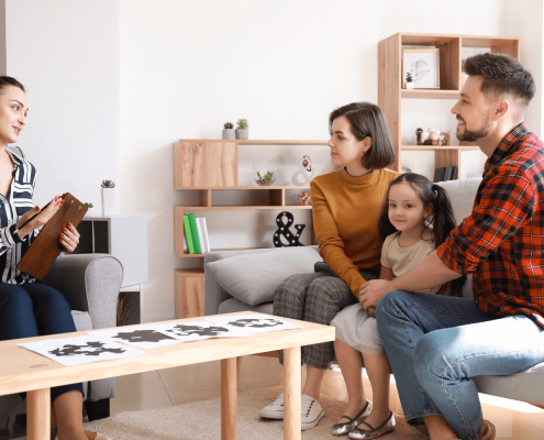 A family seeking help from a licensed therapist