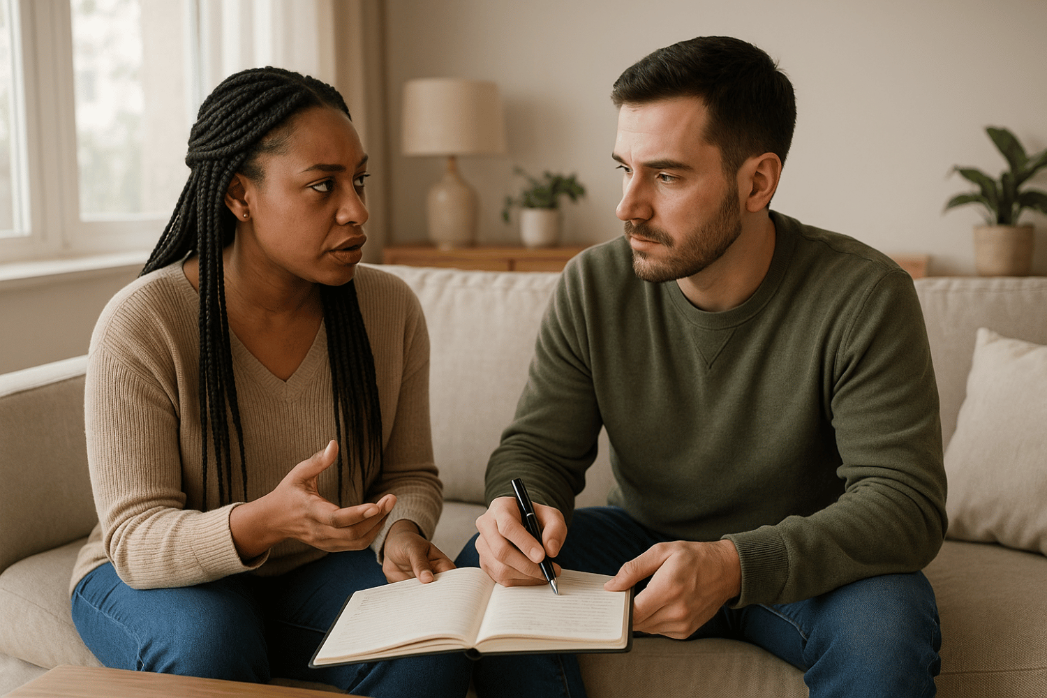 Couple discussing personal boundaries to build mutual respect