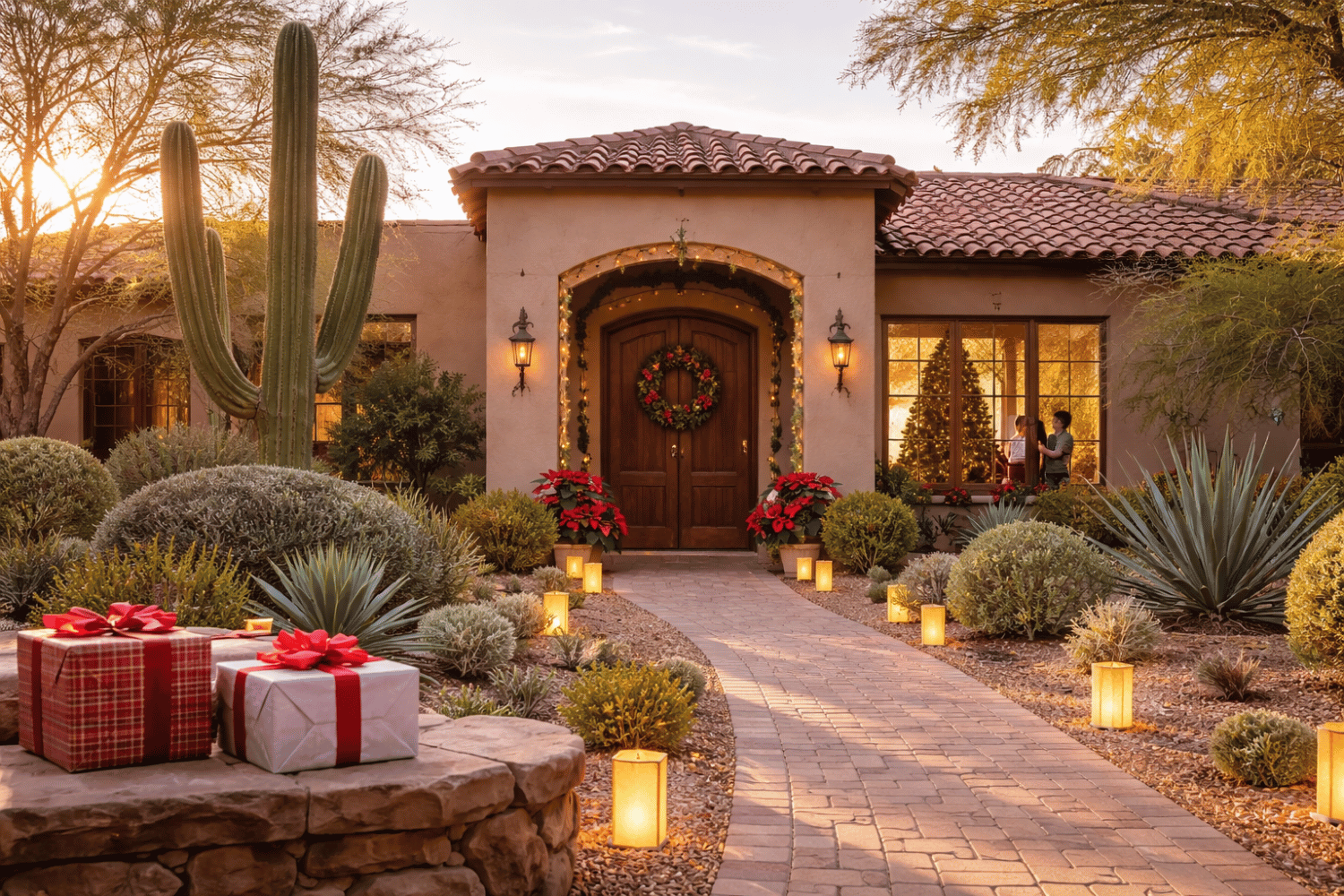 The image depicts a Scottsdale, Arizona house exterior, showcasing a serene holiday scene with decorations adorning the home, evoking a sense of the holiday season. This picturesque setting can remind us of the importance of managing stress and navigating family dynamics during the holidays, as well as the need for open communication in maintaining relationship health. The image depicts a Scottsdale, Arizona house exterior, showcasing a serene holiday scene with decorations adorning the home, evoking a sense of the holiday season. This picturesque setting can remind us of the importance of managing stress and navigating family dynamics during the holidays, as well as the need for open communication in maintaining relationship health.