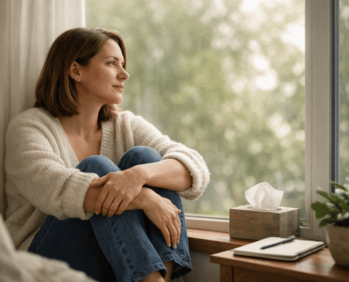 When Should You Start Therapy Signs It Might Be Time to Talk to a Counselor 1 The image shows a person sitting by a window, bathed in soft natural light, with a contemplative expression that suggests they are reflecting on their emotional health and personal growth. This serene moment highlights the importance of seeking therapy to address mental health challenges and improve coping strategies for daily life.