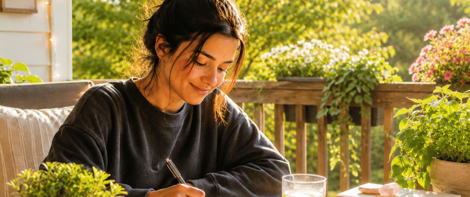 Healthy Summer Self Care Routine Including Journaling Hydration And Quiet Time To Support Emotional Wellness And Reduce Anxiety