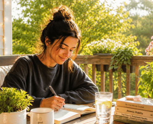 Healthy Summer Self Care Routine Including Journaling Hydration And Quiet Time To Support Emotional Wellness And Reduce Anxiety
