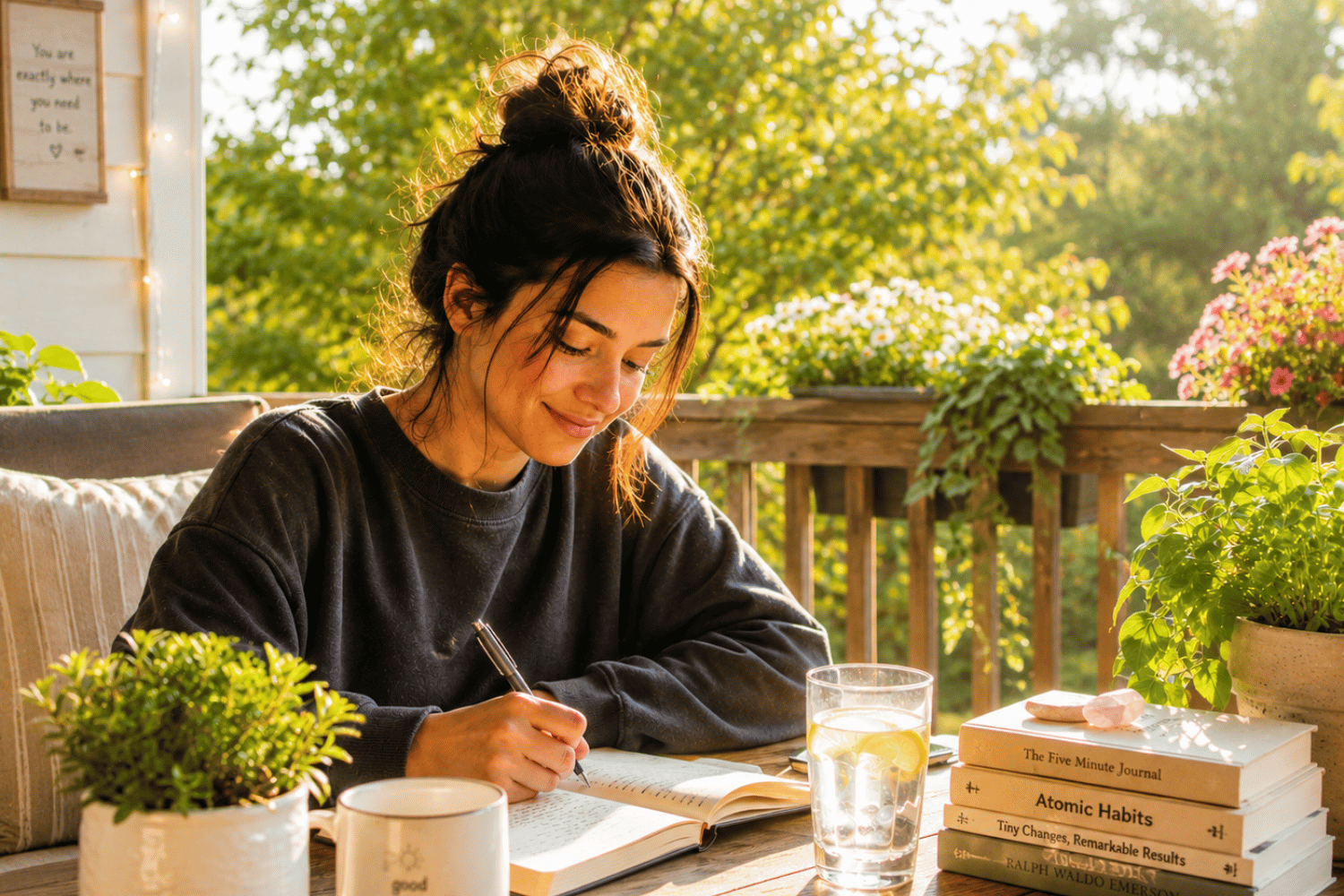 Healthy Summer Self Care Routine Including Journaling Hydration And Quiet Time To Support Emotional Wellness And Reduce